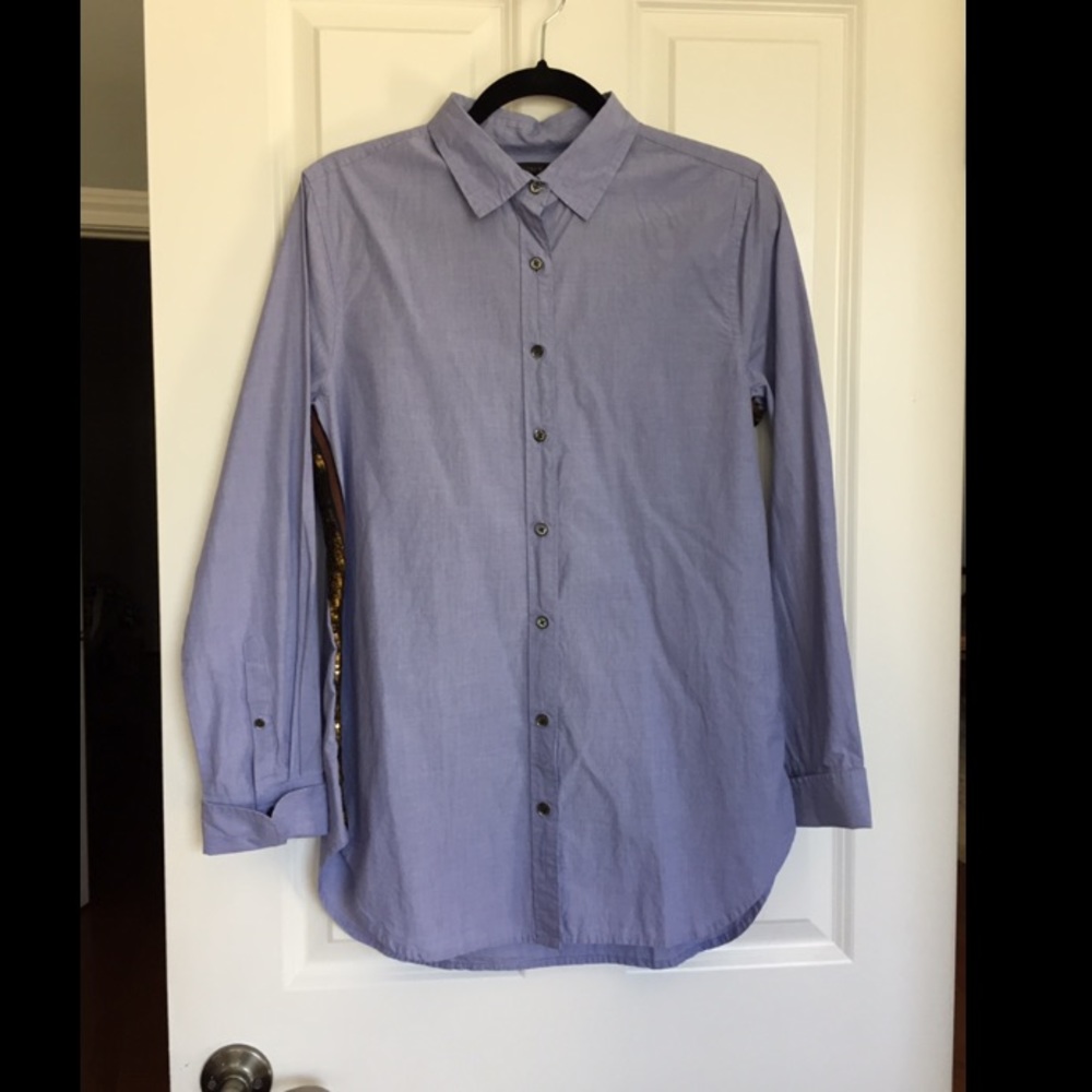 Sequin Side-Stripe Blue J. Crew Shirt